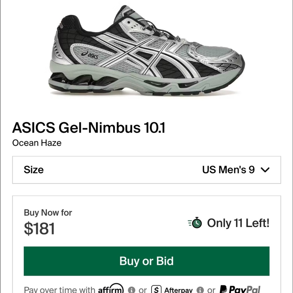 Asics Gel-Nimbus 10.1 in Silver and Black